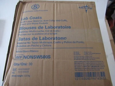 Medline Single use Lab Coat Case of 30 Small NONSW500S - Image 1 of 4