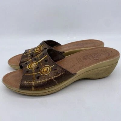 Sandalias de cuero Fly Flot para mujer 37 EE. UU. 5,5 tostadas anatómicas cómodas diapositivas damas Foto 1 de 4