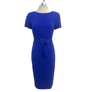 New Calvin Klein ULTRAMARINE Crepe Short Sleeve Women's Sheath Dress Size 6 - Picture 1 of 5