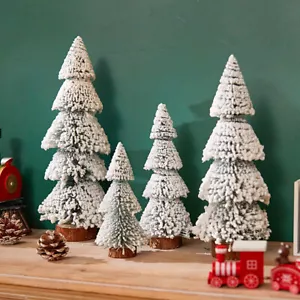 1/2x Artificial Mini Christmas Tree Snow Topped Small Pine Tree Home Xmas Party - Picture 1 of 22