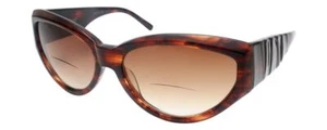Vera Wang Designer Bi-Focal Cateye Sunglasses Graphite Tortoise/Brown 58mm - Picture 1 of 7