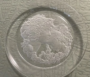 Vintage Luciana Roselli for Lalique "Mother With Child" Crystal Plate 12.5” - Picture 1 of 11