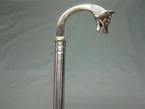 Noble luxury Stainless Steel Hiking Wolf Head Handle Walking Stick Silver 92cm - Picture 1 of 11