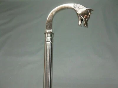 Noble luxury Stainless Steel Hiking Wolf Head Handle Walking Stick Silver 92cm - Image 1 of 4