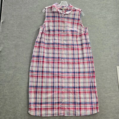 Woman Within Women Dress 16w Red Plaid Sleeveless Shirt Collar - Image 1 of 4