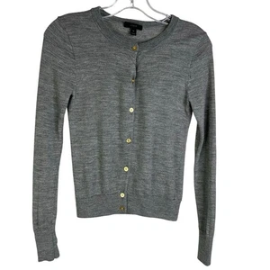 J. Crew Cardigan Jackie merino wool Womens XS Heather Gray Gold Buttons Classic - Picture 1 of 10