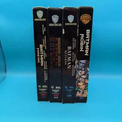 Batman VHS Movie Lot Set of 4 Keaton Kilmer Clooney 1989–1997 Warner DC Comics - Image 1 of 4