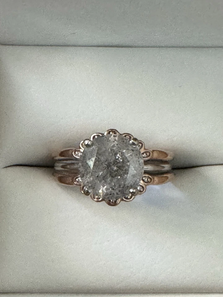 Anillo solitario vintage corte rosa sal y pimienta dlamond 2ct Foto 1 de 4