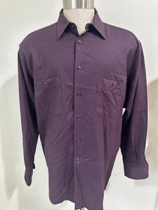 Chemise homme Pendleton laine vierge unie violet boutonnée grande taille - Photo 1 sur 4
