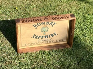 Bombay Sapphire Gin Waxed Wooden Vintage Style Tray 52.5cm - Picture 1 of 9