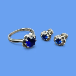 EXKLUSIVES Vintage Geschenk Russische UKRAINE SET Ohrringe Ring SILBER 925 Blume - Bild 1 von 16