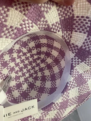 Sun hat girls 6 to 12 months Janie and Jack purple and white check NWT MSRP $35 - Image 1 of 4