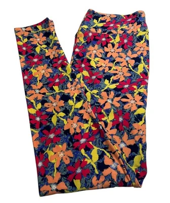 Leggings LuLaRoe TC alta curvilínea floral tropical abstrata colorida flor lounge - Imagem 1 de 4