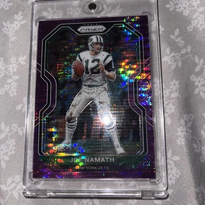 Joe Namath White Sparkle 2020 Prizm púrpura n.º 36 Foto 1 de 2