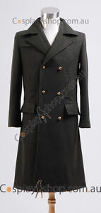Doctor Who Dr. Dark Green Long Wool Trench Coat Costume Cosplay