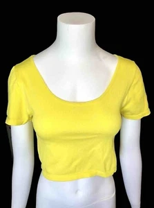 Top corto acanalado Wild Fable para mujer amarillo sin costuras cuello redondo XL nuevo con etiquetas - Imagen 1 de 3