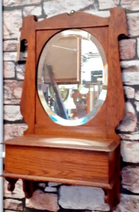 Wall Mounted Oak Candle Box with Mirror, Height 60cm Width 32cm and Depth 15cm - Picture 1 of 5