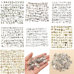 Mix 100pcs Antique Silver Charms Pendants for Jewelry Making Earrings Bracelet - Picture 1 of 12