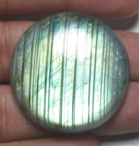 Natural Labradorite Cabochon Round 100.40 Ct Flat back Gemstone H 7973 - Picture 1 of 5