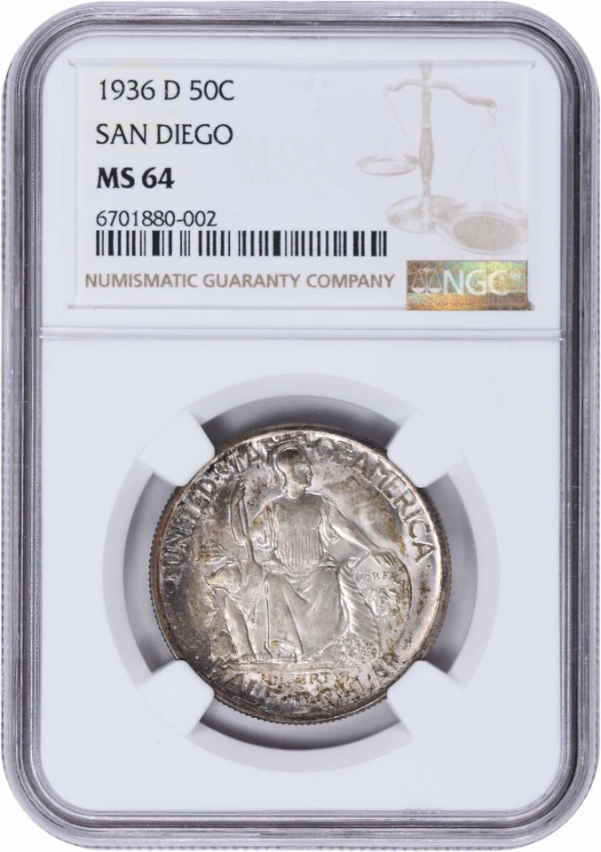 San Diego Commemorative Silver Half Dollar 1936-D MS64 NGC - Image 1 of 2