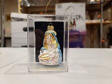 BLOWN GLASS MARY AND BABY JESUS ORNAMENT 3.5"