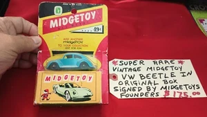 VINTAGE MIDGETOY VOLKSWAGEN VW BEETLE BUG Old Stock SIGNED By Founders w/ Box - Picture 1 of 4