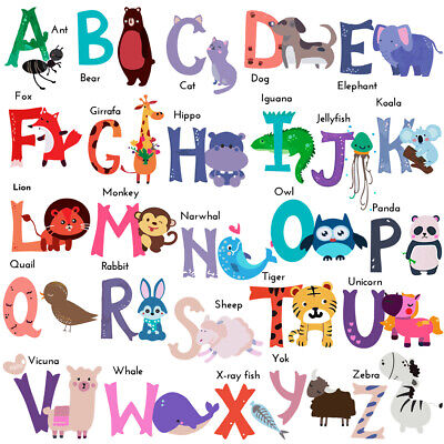 DEKOSH Animal Alphabet Wall Decals For Baby Nursery | Peel & Stick ABC Stickers  • 9.99$