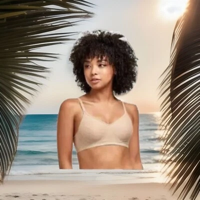 Hanes XL Wirefree Bra Beige Cool Comfort Stretch Fits Sizes 40C 40D 42B 42C etc. - Image 1 of 4