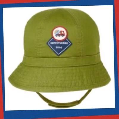 NWT 0-3 Gymboree “Lil Dirt Magnet” Construction Zone BUCKET HAT Chin Strap TWINS - Image 1 of 2