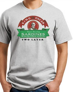 Camiseta King Oscar. Sardinas 100% algodón. Pequeño -3-XL. Blanco, gris, caqui, amarillo - Imagen 1 de 3