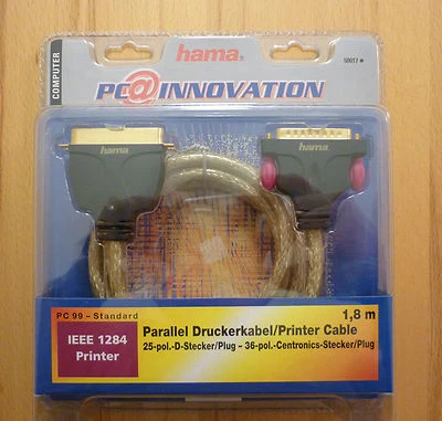 Hama 50017 - Parallel Druckerkabel - IEEE 1284 Printer, Computer, 1,8 m - Bild 1 von 3