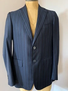 Isaia Blazer Blue Stripe jacket sz US 42 Soft 100% Light Weight Wool Italy 52 - Picture 1 of 9