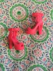 Mattel Barbie Doll Shoes Solid Coral Hot Pink Color High Heel Style B Logo Ankle