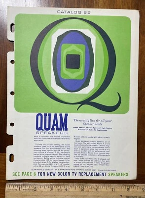 Vintage 1960s Catalog Sheet 4 pages Quam Speakers Quam-Nichols Chicago IL - Image 1 of 3
