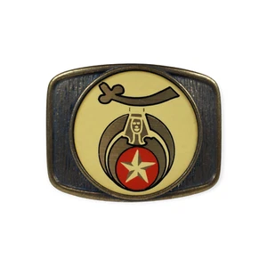 Freimaurer Masonic Shriners Emaille Messing Metall Gürtelschnalle gelb rot RAR Vintage - Bild 1 von 6