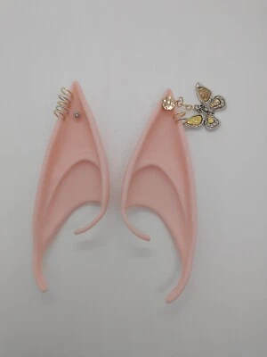 Elf Ears Pierced Cosplay Fairy Costume Pointy Butterfly LARP Theatre Fantasy Gem - Image 1 of 4