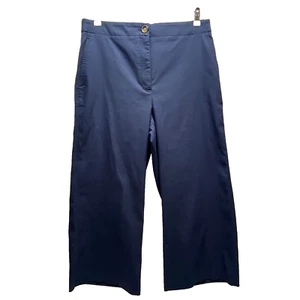 Ann Taylor Curvy Fit Damenhose 12 marineblau weites Bein Baumwolle kurz geschnittene Hose gebraucht, in einwandfreiem Zustand - Bild 1 von 8