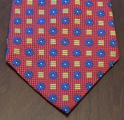 Corbata de cuello Stafford Executive vintage roja azul dorada 100 % seda para hombre hecha en EE. UU. Foto 1 de 4