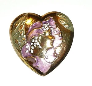 Maiden Heart Button Metal Shank Button 1-1/8"x1-1/8" Heart Button - Maiden Lady - Picture 1 of 6