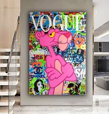 BANKSY STYLE PINK PANTHER GRAFFITTI DEEP FRAMED CANVAS WALL ART OR POSTER PRINT