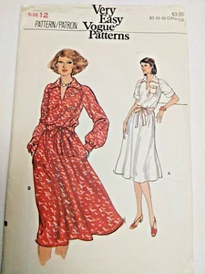 Vogue 9769 Dress Sewing Pattern Ladies 12 V Neck Pullover Tie Belt Very Easy VTG - Picture 1 of 8