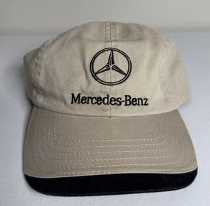 Vintage Mercedes Benz Logo Brown Tan Adjustable Hat Y2K - Picture 1 of 4
