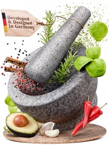 Juego de mortero y mortero ChefSofi - 6 pulgadas - 2 tazas de granito sin pulir - gris - Imagen 1 de 9