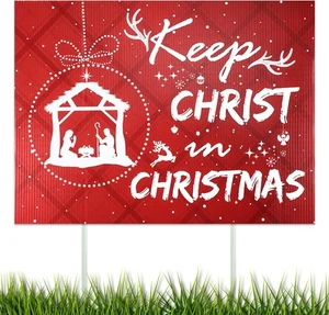 Keep Christ in Christmas Yard Sign Christmas Nativity Yard Signs with Stakes Rel - Picture 1 of 4