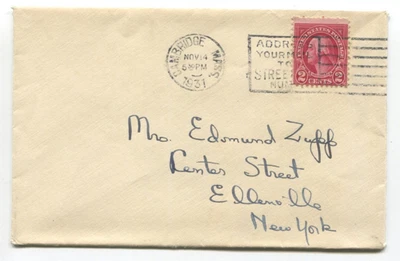 1931 Ellenville NY Cover 2¢ Washington Stamp Local Post Handwritten Address - Image 1 of 2