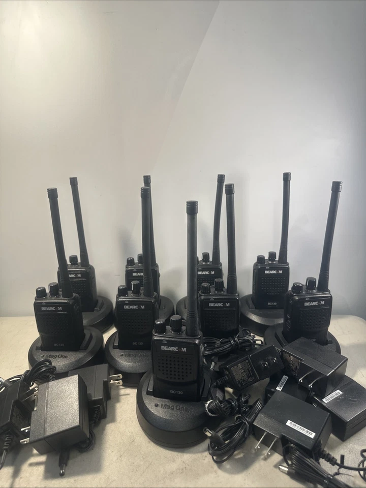 Lot of 9 Motorola Bearcom BC130 16ch AAH84KDJ8AA2AN VHF 150-174 Radios  Full Set - Image 1 of 4