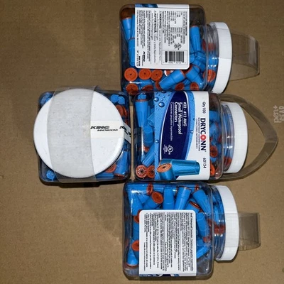 DRYCONN 62124 Small Waterproof Twist-On Connectors Qty 100 Aqua/Org New Sealed