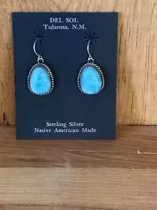 Navajo Handcrafted Larimar Errings; Artist Freda Martinez - Picture 1 of 1
