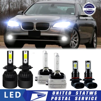For BMW 750i 750Li 760Li 2006-2008 HID LED Headlight Hi/Lo Beam+Fog Lights Bulbs - Image 1 of 4