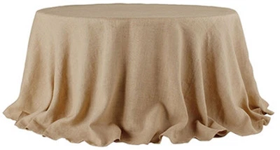 Tablecloth Burlap Natural Round 108 Inch By Broward Linens - Image 1 of 2